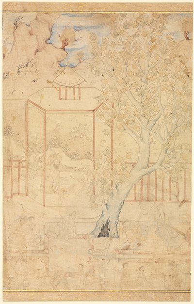 Garden Scene with a Master Instructing a Student in a Pavilion by Unknown artist