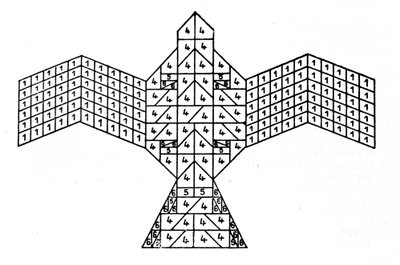 Geometry of the Sulbasutras: Plan of the Fire Altar in the Shape of a Falcon by Unknown artist