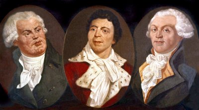 Georges Jacques Danton, Jean Paul Marat and Maximilien de Robespierre, three main figures of French Revolution by Unknown artist