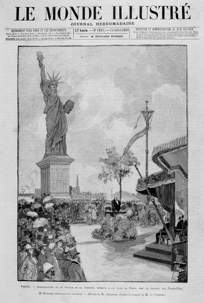Inauguration of the Statue of Liberty in reduction (replica), offered to the City of Paris by the United States - in 