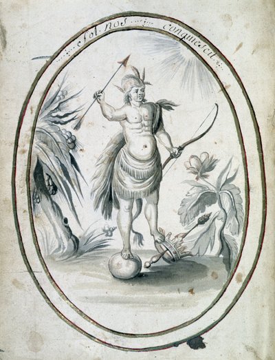 Indian of Canada with His Bow and Arrows - Frontispiece of Manuscript 