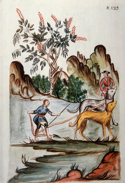 Indians Ploughing a Field with Dogs, from the Book 