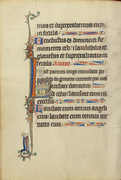 Initial L: Three Nimbed Heads, a Head of a Man, and a Head of a Bull by Unknown artist