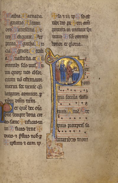 Initial P: A Priest and Two Deacons before an Altar by Unknown artist