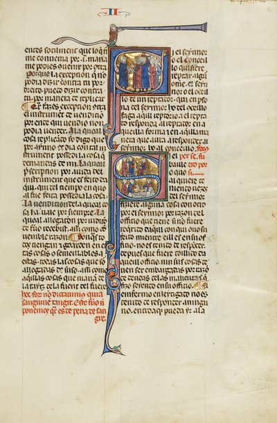 Initial S: An Attorney Standing before a Group of Men; Initial S: An Attorney with Clients before a Judge and A Judge, Attorney, and Clients at a Man