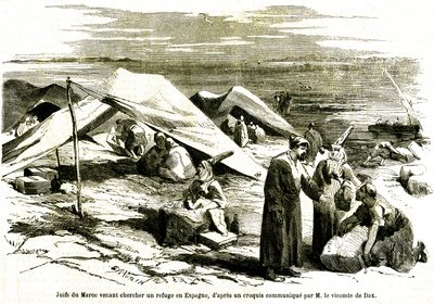 Jews from Morocco Coming to Seek Refuge in Algeciras in Spain in the Middle of the 19th Century (engraving) by Unknown artist