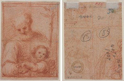 Joseph and Child (recto); Fragment of Two Figures (verso) by Unknown artist