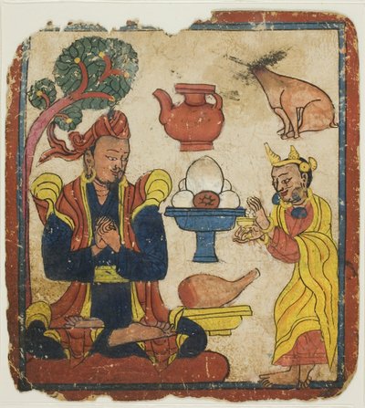 King Mangkur Nourished by Queen Devika, from a Set of Initiation Cards by Unknown artist