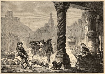 La grande Rue un jour de marche à Dol de Bretagne - engraving in PATRIE - DESCRIPTION PECTURESSE DE LA FRANCE EN 6 VOLUES BY LUCIEN HUARD - end 19th century by Unknown artist