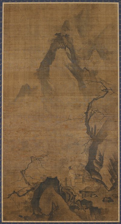 Landscape: Mountain and Water; A Figure under a Plum Tree by Unknown artist