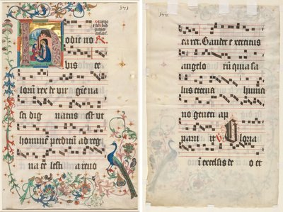 Leaf from an Antiphonary: Initial H with the Nativity by Unknown artist