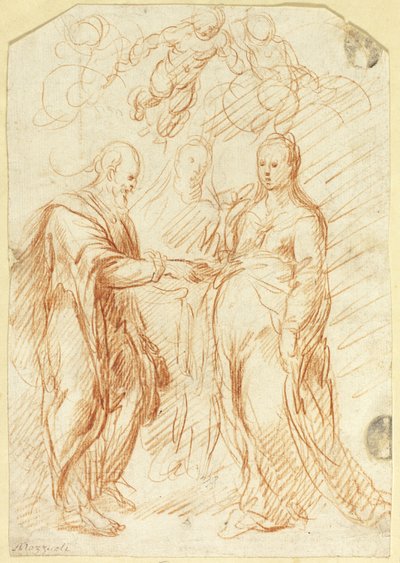 Marriage of the Virgin (recto); Sketches of Lower Half of Face in Profile (verso) by Unknown artist