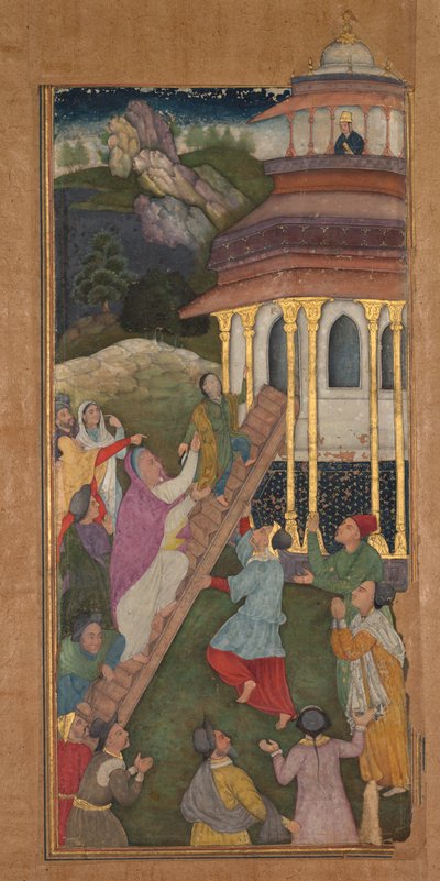 Mary ascends the stairs to the temple, from a Mirror of Holiness of Father Jerome Xavier by Unknown artist