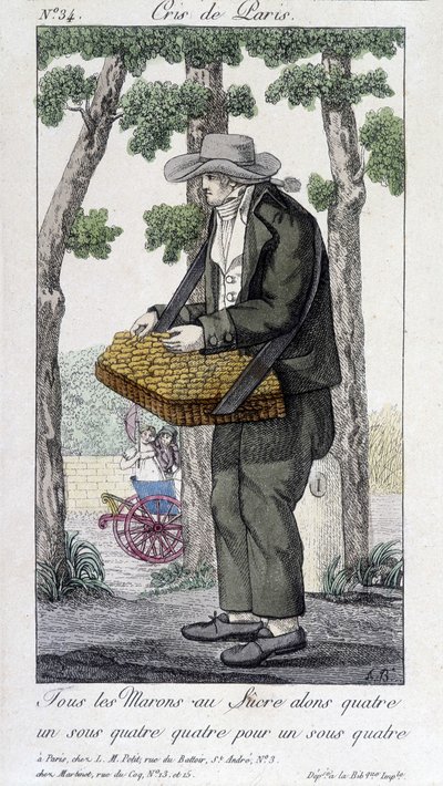 Merchant of Chestnuts with Sugar - in "Cris de Paris", early 19th century by Unknown artist