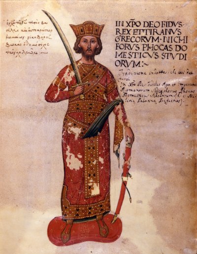 Nikephoros II Phokas (Nicephorus II Phocas) Byzantine Emperor from 963 to 969 - Representation of Nicephore II Phocas, Byzantine Emperor. Manuscript from the 11th century. Marciana Venice. by Unknown artist