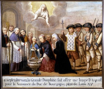 On 8 September 1682, the grand dolphine offered a silver lamp for the birth of the Duke of Burgundy by Unknown artist