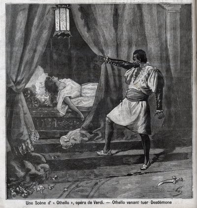 Othello just killed Desdemona in his bed. Scene of the Opera 