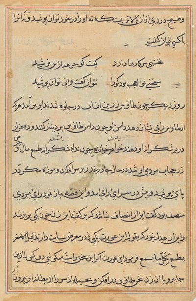 Page from Tales of a Parrot (Tuti-nama): text page by Unknown artist
