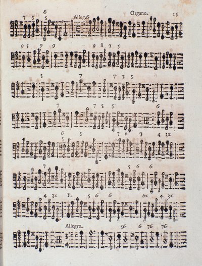 Page of Musical Score of Sonata a 2 Violini, Violoncello e Organo, Op. 5 by Unknown artist