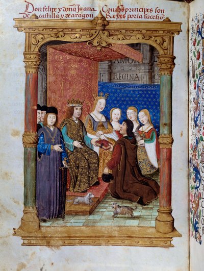 Pedro Marcuello Presenting His Book to King Philip I and Queen Joan I by Unknown artist