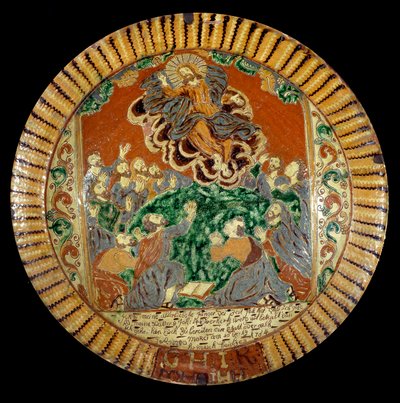 Plate in varnished earth representing the Ascension of Christ by Unknown artist