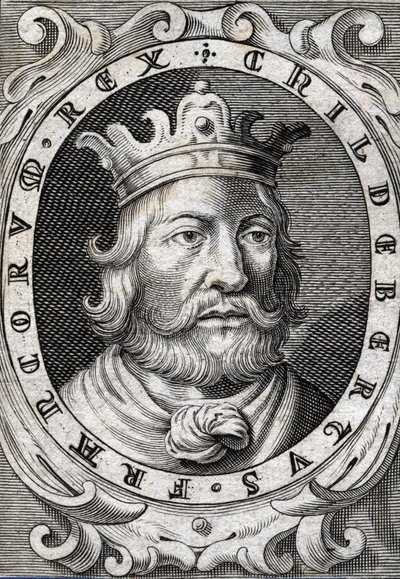Portrait of Childebert I, King of Paris. Engraving from the 18th century by Unknown artist