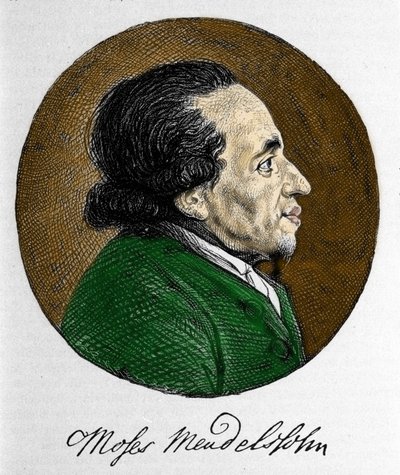 Portrait of Moses Mendelssohn (1729 - 1786), philosopher and true founder of modern Judaism. Grandfather of the musician Felix Mendelssohn by Unknown artist