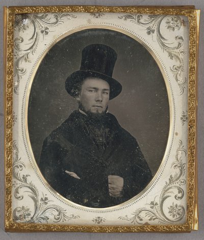 Portrait of a Seated Man with Chin Whiskers in Top Hat by Unknown artist
