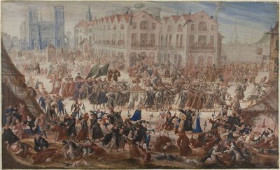 Procession for Jacques Clément in front of Notre-Dame by Unknown artist