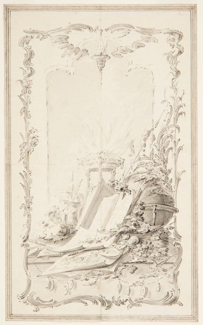 Project for Book Illustration; A Panel with Attributes of Sciences and of a Hero by Unknown artist