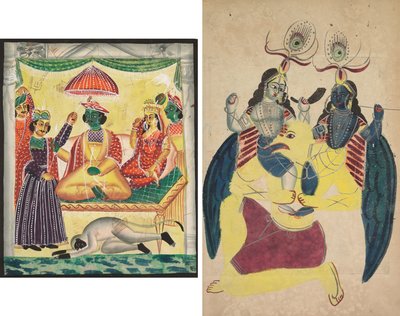 Rama and Sita (recto); Garuda Carrying Balarama and Krishna (verso) by Unknown artist