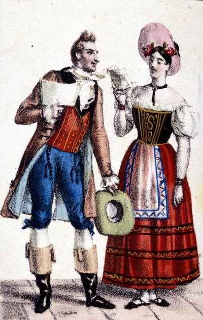 Representation of Dulcamare and Alina in the opera 