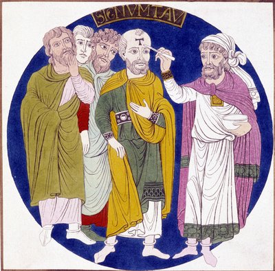 Representation of the Consecration of an Eveque Dating from the 19th Century After a Painting on Glass Made at the Time of Abbe Suger by Unknown artist