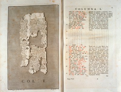 Reproduction of the papyrus of Herculanum of Philodema of Gadara by Unknown artist