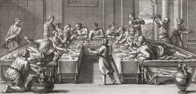 Roman Triclinium, or Dining Room, with Table and Couches by Unknown artist