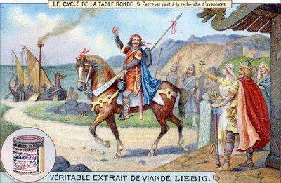Round Table Cycle (5): Perceval Goes in Search of Adventures, Liebig Chromolithography, 19th Century by Unknown artist