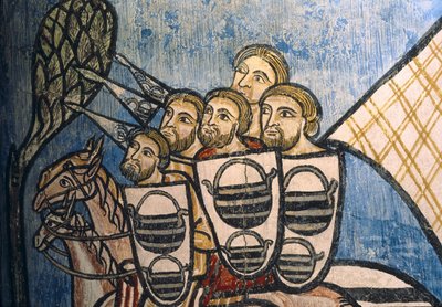 Group of Christian Soldiers Riding Horses, Castilian School, 14th Century, Fresco Painting on 