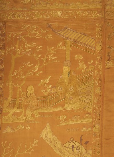Satin, Embroidered. In the Form of a Large Hanging by Unknown artist