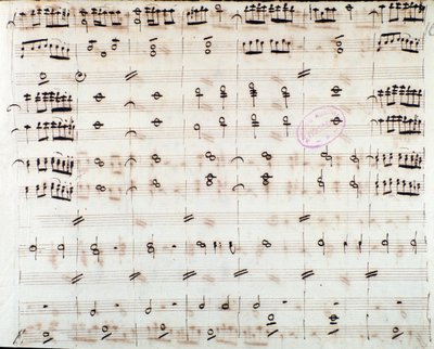 Sheet music page for the first violin in the opening of Mithridate, King of the Pont, opera by Mozart by Unknown artist