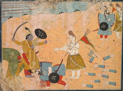Shiva Intercedes for Vanasura: Scene from the Aniruddha Usha Section of Krishna Lila by Unknown artist