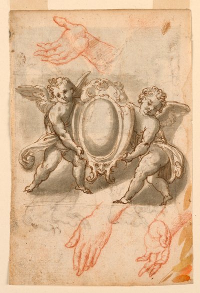Studies of Hands and Putti with an Escutcheon by Unknown artist