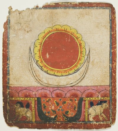 Sun, Moon and Lotus on Lion Throne, from a Set of Initiation Cards by Unknown artist