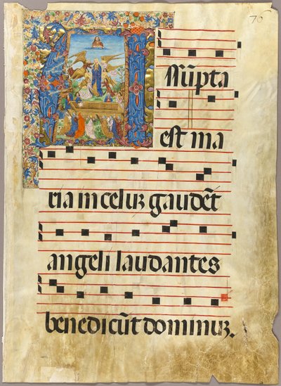 The Assumption of the Virgin in a Historiated Initial from a Gradual by Unknown artist