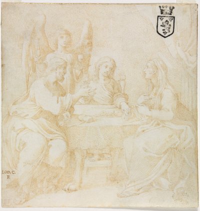 The Holy Family at Table Served by an Angel by Unknown artist