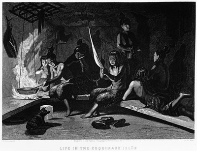 The Life of Eskimos in an Igloo - Elisha Kent Kane, Arctic Exploration in Years 1853 - 1855, Philadelphia, Childs and Peterson by Unknown artist