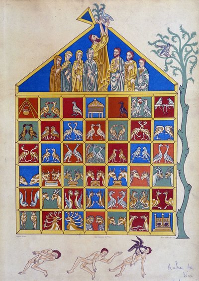 The dove with an olive branch joins the Ark of Noah - after miniature by Unknown artist