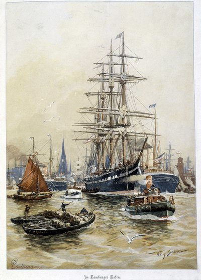 The Port of Hamburg in the 19th Century by Unknown artist