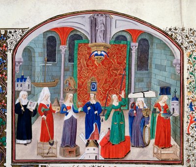 Theory of Theological and Cardinal Virtues. Miniature from the Manuscript Commentary on Political and Economic Ethics by Aristotle, Translated by Nicolas Oresme by Unknown artist