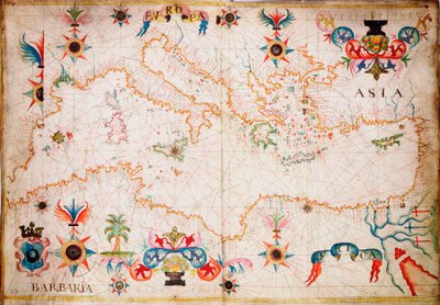 This Type of Early Vellum Sea Chart Originated in the Mediterranean in the 13th Century by Unknown artist
