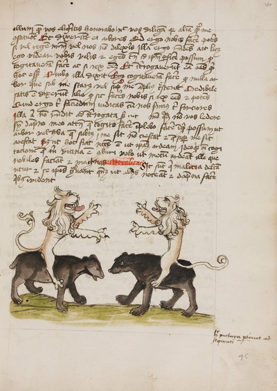 Two Lions Sitting on the Backs of Two Bears by Unknown artist